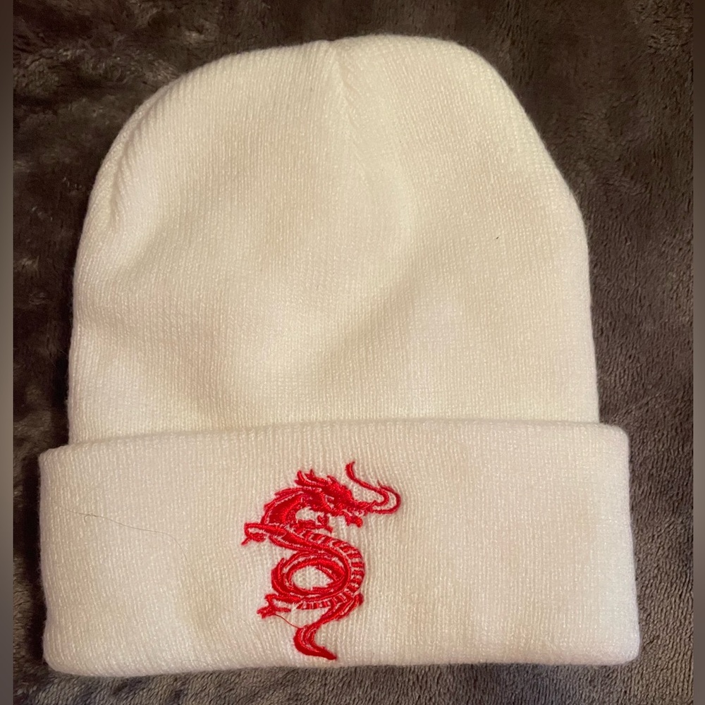 Dragon print beanie